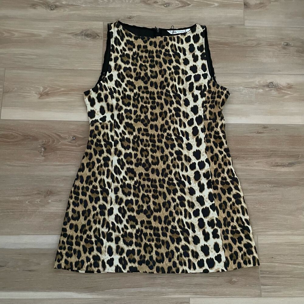 ZARA Animal Leopard Print Mini Dress XL
